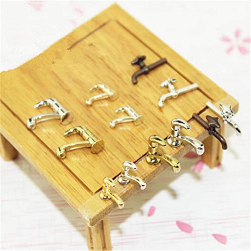 Shentesel Miniature Alloy Water Tap Toy Dollhouse DIY Furniture Accessories Decor Gift - Random Pattern - Thumbnail 2