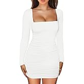 XXTAXN Women's Sexy Bodycon Long Sleeve Backless Party Mini Dress