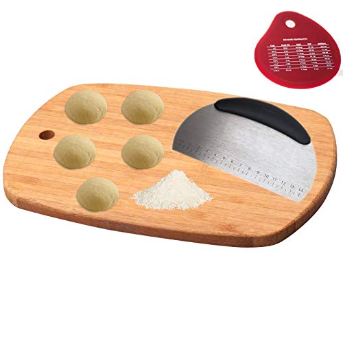 HUJI Stainless Steel Dough Scraper Pastry Cutter Chopper and Silicone Bowl Scraper with measurements