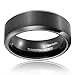 King Will Basic Men Wedding Black Tungsten Ring 8mm Matte Finish Beveled Polished Edge Comfort Fit