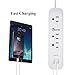 Surge protector power strip with USB Port ,6FT Cord Straight Plug 3 AC Outlets, 2 USB Outlets(2.4A /5V 12W), White