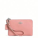 COACH Corner Zip Wristlet In Polished Pebble Leather