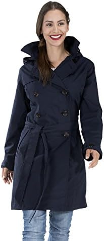 Happy Rainy Days Women's Trench Coat Navy Blue, XX Large
