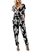 Missy Chilli Women's Floral Print Short Sleeve V Neck Wrap Jumpsuit with Tie Waist Black US4/6