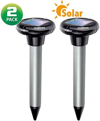Vekibee Pack of 2 Solar Mole Repeller Sonic Spike Gopher Repellent Ultrasonic Vole Repellent Mole Chaser Rodent Repellent Ultrasonic Pest Control Ultrasonic Good As Mole Killer Poison