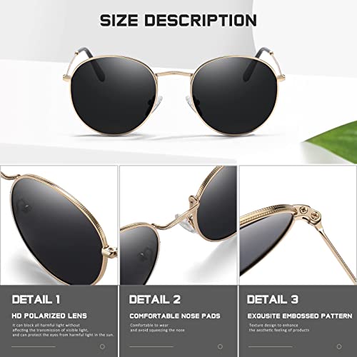 YWWPMDOF Round Polarized Sunglasses for Womens Men Trendy Small Circle Sun Glasses UV Protection