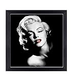 Marilyn Monroe Canvas Wall Art Giclee Print Red Lips Framed Art Print Inspirational Famous People Wall Decor Portrait Silver Edge Black Framed Ready to Hang Single Piece - 12