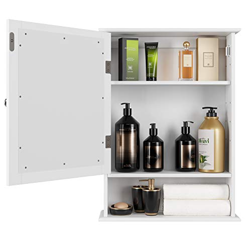 Homfa Bathroom Mirror Wall Mounted Storage Medicine