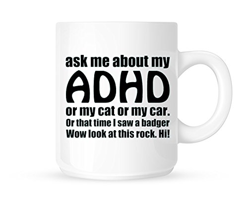 DottsMusic Ask Me About My ADHD - Funny Novelty Tea/Coffee Mug/Cup - Great Gift Idea