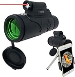Monocular Telescope - 12x50 High Powered Spotting Scope for Adults and Children with Smartphone Adapter - Laser Pointer, Flashlight, BAK4 Prism, Multi-Coated Optic Lens for Increased Low Light Vision