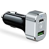 (Upgrade) Car Charger, Capshi 63W USB Type-C PD Car Charger Adapter with Quick Charge 3.0 Dual Port Compatible MacBook Pro, Galaxy Note 9, S8 Plus, Google Pixel 3 XL, iPhoneXs XR X, iPad Pro Air Mini