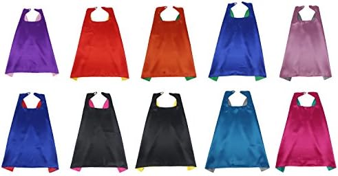 10pieces Boys&amp;Girls Satin Superhero Capes Double-sided with 10 Colors