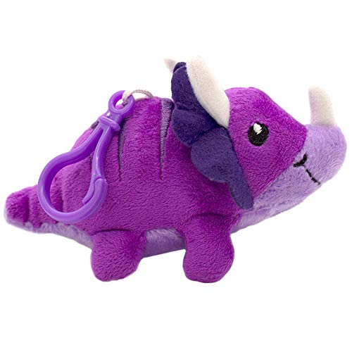 dino dudes backpack buddies - clips de dinosaurio de peluche perfumados - triceratops de uva by scentco