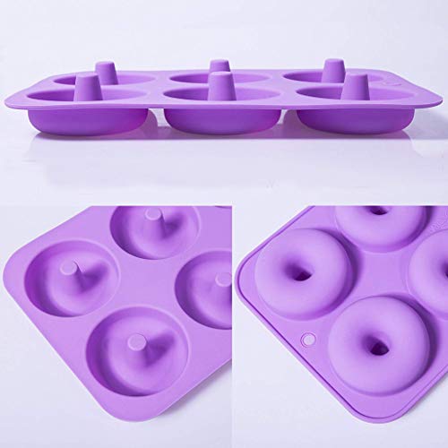 Amaping 2-Pack Donut Baking Pan, Non-Stick Donut Mold Silicone Baking Tools Molds for Donuts Candy Chocolate Fondant - Dishwasher, Oven, Microwave, Freezer Safe (6 Cavity, Purple+ Hot Pink)