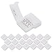 20 Pcs 4 Pin RGB LED Light Strip Connectors JACKYLED PBC 10mm Wide Strip to Strip LED Adapter Gapless Solderless Clip Connectors for SMD 5050 Multicolor LED Strips (White)