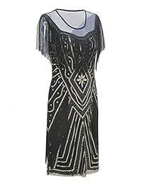 Metme Vestido de mujer estilo años 20, estilo retro con flecos, para bodas y fiestas