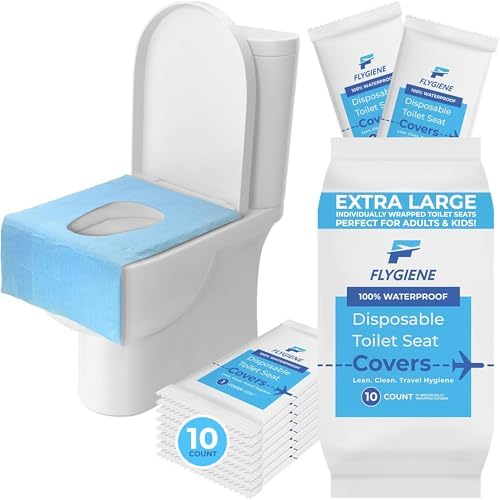 20 Disposable Toilet Seat Covers XL Size 17x136cm, Individually Wrapped, Biodegradable, Travel & Public Restroom Essentials