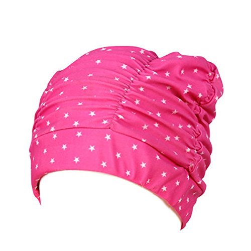 Natuworld Adult Swim Cap Large Breathable Nylon Pleated Swimming Caps Hat for Long Hair Women Men, Fashion and Colorful - Multi Colors Available