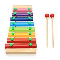 YOOMUN Wooden Xylophone Musical Instrument Toy with Free Magic Snake for Kids: Educational Toys for 1, 2, 3, 4 year olds Toddlers, Kids-8 Tones,Multi-Colored Metal Keys