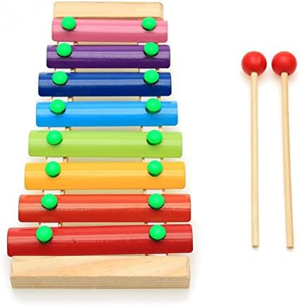 YOOMUN Wooden Xylophone Musical Instrument Toy with Free Magic Snake for Kids: Educational Toys for 1, 2, 3, 4 year olds Toddlers, Kids-8 Tones,Multi-Colored Metal Keys