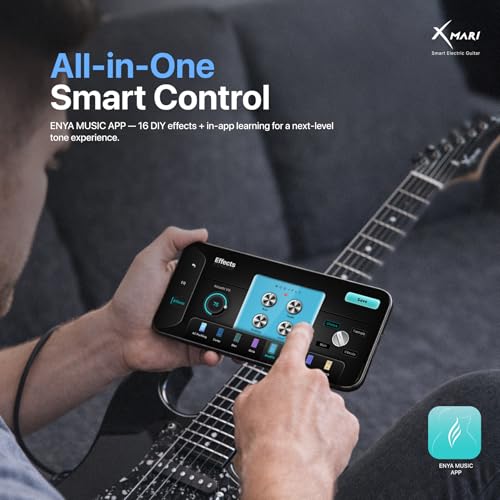 Enya XMARI Smart Electric Guitar with Built-in DSP Effects, 4 Presets, USB-C OTG Recording, Headphone Output, Custom Ceramic Pickups, Carbon Fiber Body, with Bag