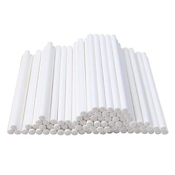 Haobase 100 Stück Kuchen Pop Sticks Lollipop Papier Sticks Weiß