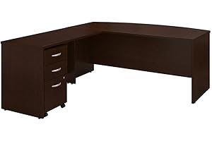 Bush Business Furniture Series C 72W Bow Front L Shaped Desk with 48W Return and Mobile File Cabinet in Mocha Cherry