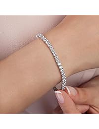 PAVOI 14K Gold Plated Cubic Zirconia Classic Tennis Bracelet   Gold Bracelets for Women   Size 6.5-7.5 Inch