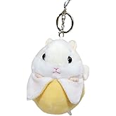 BONICI Men Women Creative Super Cute Lovely Hiding in Fruit Round Body Curious Hamster Baby Pendant Keychain Key-Chains Keyring Gift Pendant Handbag Tote Purse Backpack Decoration Car Key -Banana