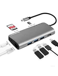 USB Hub C multipuerto, MixMart Tipo 8en1 USB al adaptador C 4K HDMI con Ethernet Puerto 3xUSB 3.0 Puertos SD   TF lector de tarjetas para MacBook   MacBook Pro   Air 2016 2017 2018, Samsung S8   S8 Plus   S9   S9 Plus