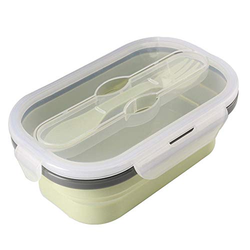 Tronet Picnic Bag Portable Food Cooler Container Storage Picnic Silicone Fold Lunch Box with Spoon - Thumbnail 2