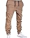 OCCOO Men's Drop Crotch Jogger outdoor running Pants, Khaki, Medium