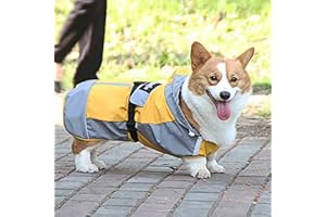 Ownpets Foldable Dog Raincoat, Adjustable Waterproof Pet Jacket with Reflective Straps & Storage Pocket, Lightweight Pet Raincoat for Small Dogs, Puppies, S