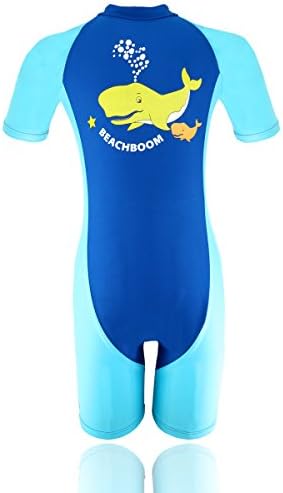 HONISEN Boys One Piece Rash Guard Swimsuits Kids Short Sleeve Sunsuit Swimwear UPF 50+ Bule 4T