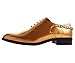 Bolano Chainz Men's Oxford Dress Shoes - Shiny Patent Modern Formal Dress Shoes for Men with Heel Chain - Designer Formal Shoes with Lace Tie (Gold/9.5)