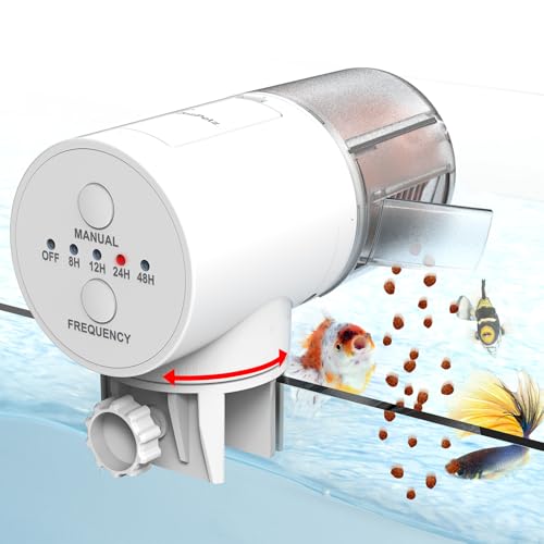 JuzPetz - Automatic Fish Food Dispenser | 4 Programmable Timers | Automatic Aquarium Feeder | Aquarium Accessory | White