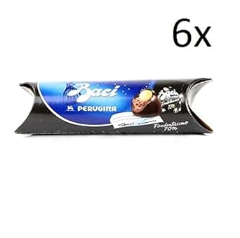 6x Perugina Baci Fondente 3 Pralinen mit dunkle Schokolade luisa 70% Tube 42 g