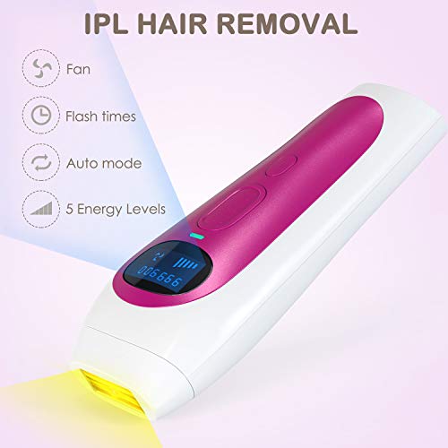 Epilatore Luce Pulsata Laser Peli Donna con Sistema di Depilazione IPL 999,900 e 5 Livelli di Energia e 2 Modalità del\'uso Perfetto per Viso/Schiena/Bikini/Ascelle