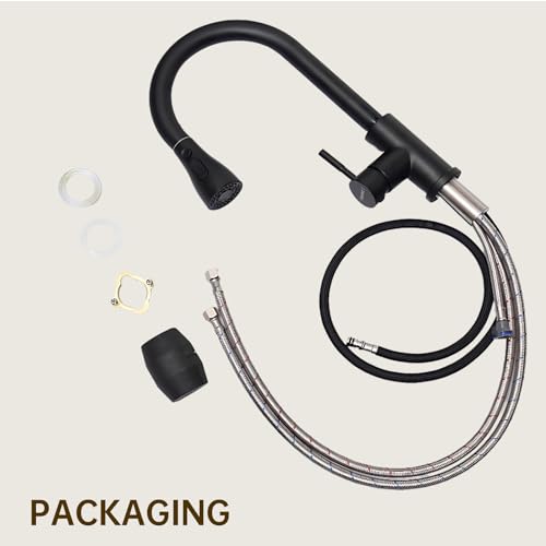 APPASO Black Kitchen Taps Mixer, 360° Swivel Kitchen Sink Faucet with Pull Out Spray 3 Modes, Stainless Steel Pull Down Sink Taps for Kitchen, Matte Black