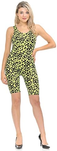JJJ Women Catsuit Cotton Lycra Tank Bermuda Short Yoga Bodysuit Jumpsuit w/Hand Printing Art Works