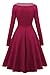 Meaneor Women's Vintage Polka Dot Neckline A-line Cocktail Party Dress, Wine Red (Medium)