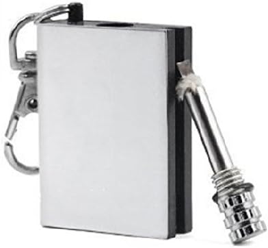 LUCKYAZ 2pcs Survival Emergency Camping Fire Starter Flint Match Stainless Steel Keychain Lighter for Camping Hiking Outdoor,Silver Matchbox Fire Start