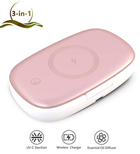 ProFaster Cell Phone UV-C Sanitizer, 3-in-1 Medical Grade Mobile Phone Sterilizer, Eliminates Bacteria&Germs - Fast Wireless Charger Works with iPhone Samsung or other Qi-enabled Devices, Rose-gold