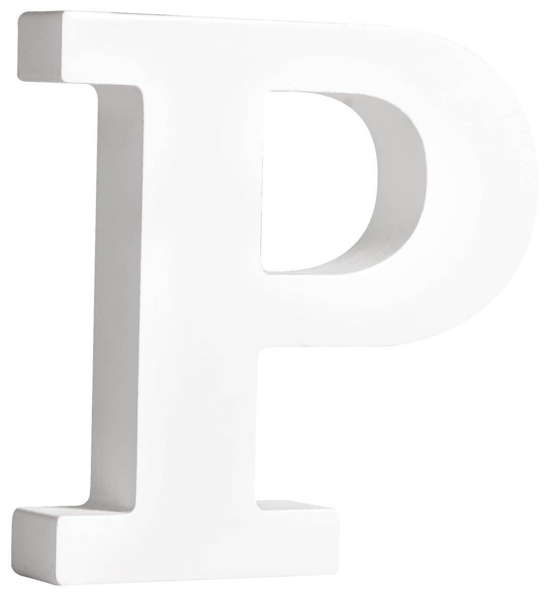Rayher MDF Letter P for DIY Crafts, White Wood Letter for Wedding and Home Decorations, 3D Capital Letter, Upper-Case Letter, white, 10.6x2x11cm, 64555102