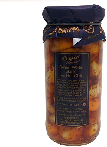 Marinated Spanish Sweet White Garlic by Coquet - Hot Chili (8.7 ounce)