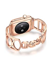 Brazalete de puños compatible para Apple Watch 1.496 in 1.575 in, correa de acero inoxidable Yemoo para mujer para iWatch Series 4 3 2 1 con hebilla ajustable para joyería
