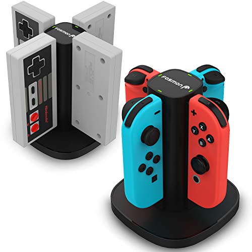 Fosmon Nintendo Switch Joy-Con Charging Dock, 4-in-1 High Speed Charger Station Stand with LED Indicators for Joy Con & Nintendo Switch Joy-Con NES Controllers (Switch Wireless Version only)
