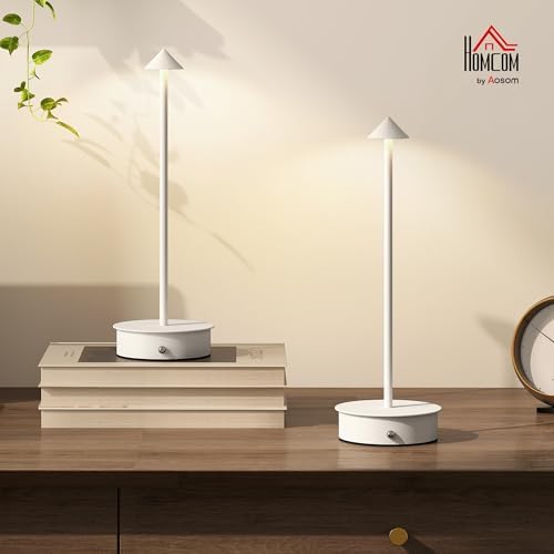 Juego de 2 Lámparas de Mesa Recargables por USB Regulables Blanco