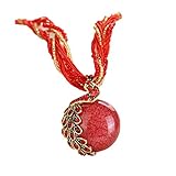 Doinshop Luxury Women's Bohemian Rhinestone Necklace Peacock Gem Pendant Statement (red) by Doinshop