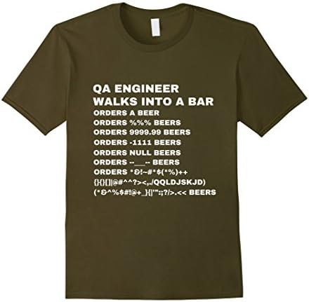 Men's QA Engineer Walks into a Bar T-Shirt Medium Olive